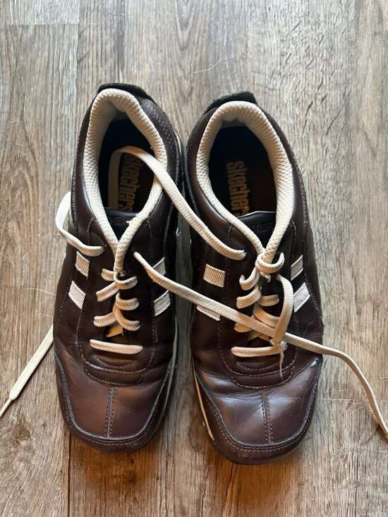 Skechers Shoes - Skechers Vintage Brown Leather Lace-Up Retro Sneakers Shoes SN 45055 Size 7.5